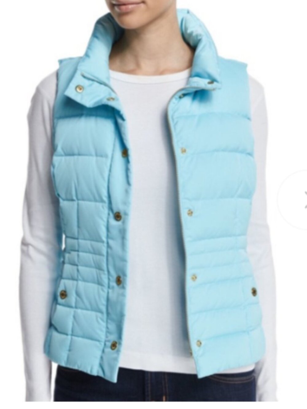 NEW Lily Pulitzer Isabelle Turquoise Down Puffer Gold Tone Snaps XS Lightweight